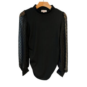 BHome Maternity Top Womens Black Stretch Ruched Sides M NWT